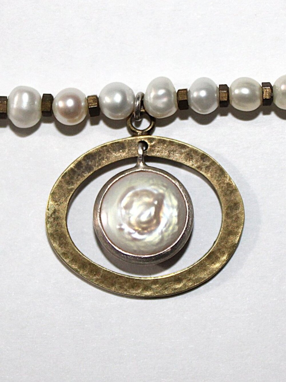 Silpada Go Coastal Sterling Brass Pearl & Bead Pendant Necklace N1894 - Picture 2 of 6
